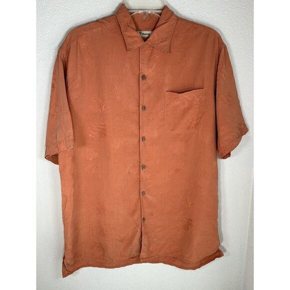 Tommy Bahama Shirt Mens Medium Silk Orange Short Sleeve Hawaiian Camp Mens M - Picture 2 of 13